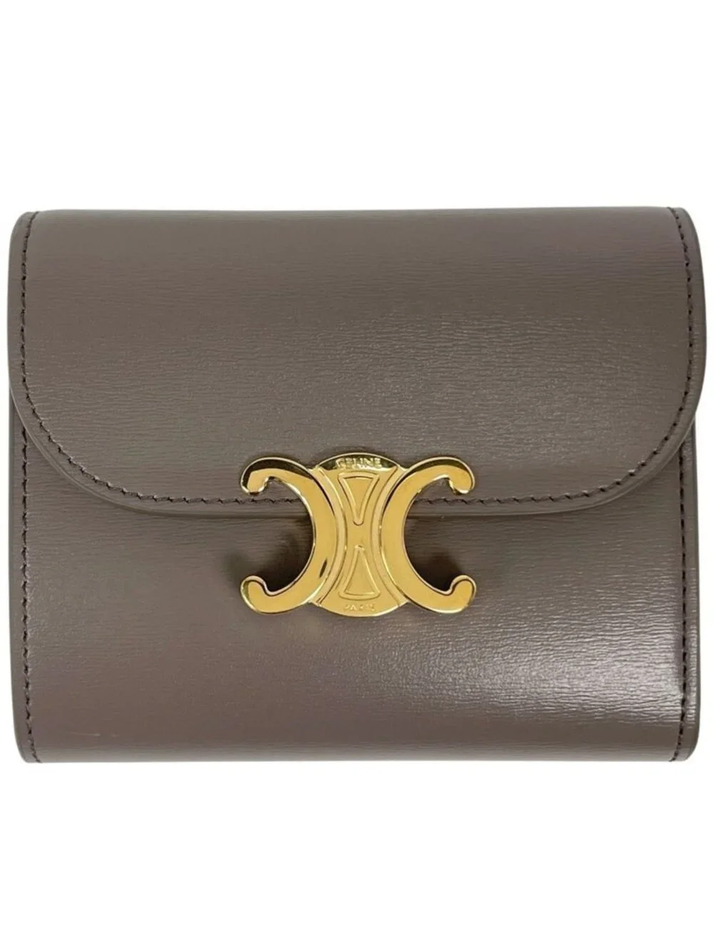 Celine Small Flap Wallet Triomphe Leather Pebble